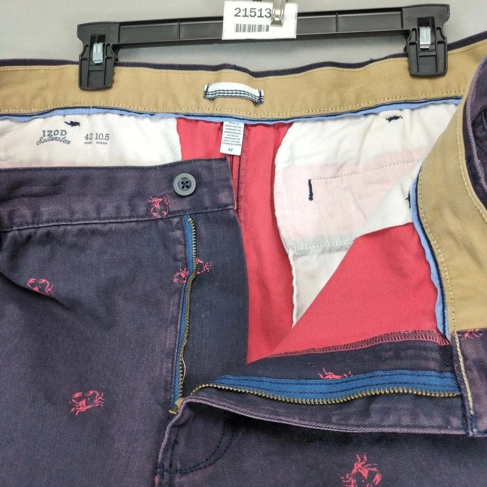 Izod‎ Saltwater Wash Crab Print Twill Shorts Mens 42x10.5